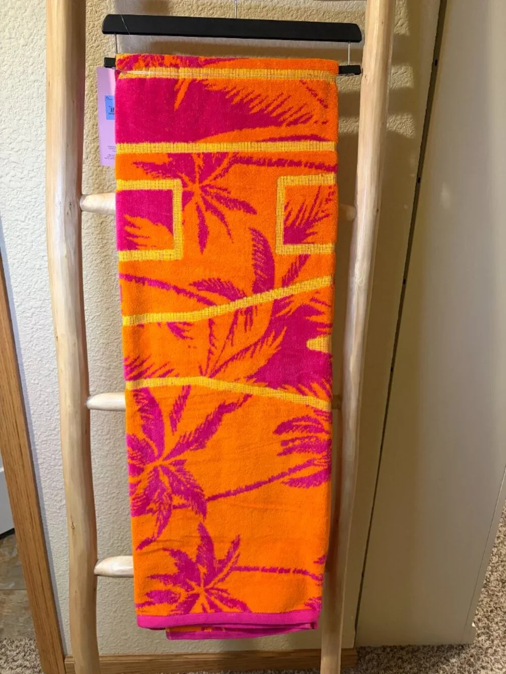 Juicy Couture Palm Tree Beach Towel Pink Orange 36x72 Cotton NWT